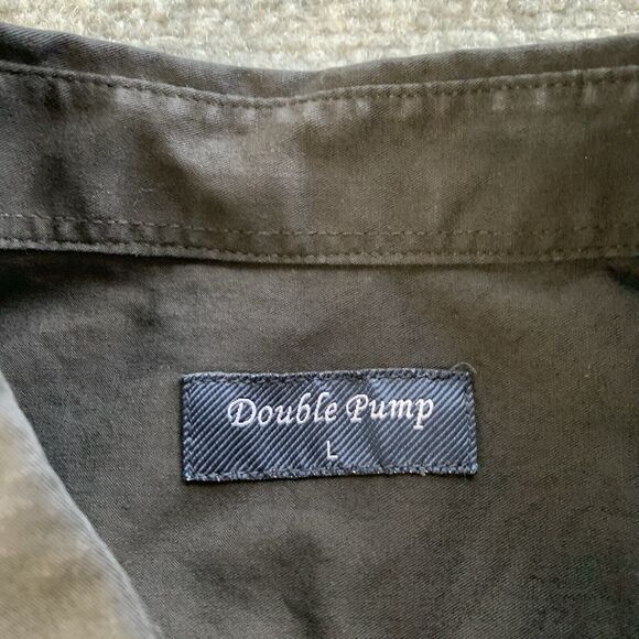 Double Pump Western Pearl Snap Shirt Mens Button Up Plain Black Size L Large - Picture 5 of 10